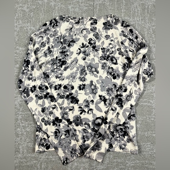 Weekend Max Mara Weekend White Gray Floral Cardigan Sweater Cotton Size Small - Picture 5 of 5